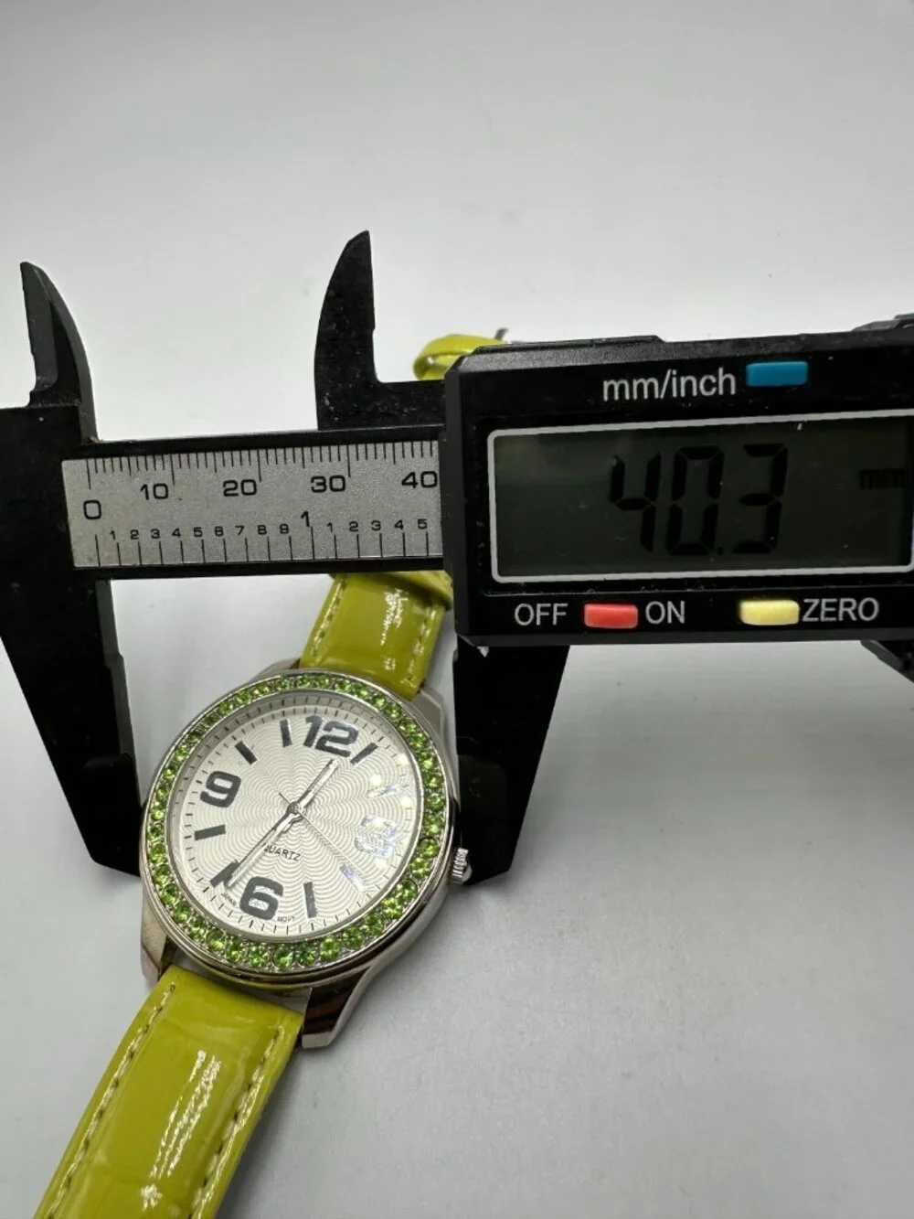 3/$30 Avon Watch Women Silver Tone Green Patent Faux Leather Band New Battery